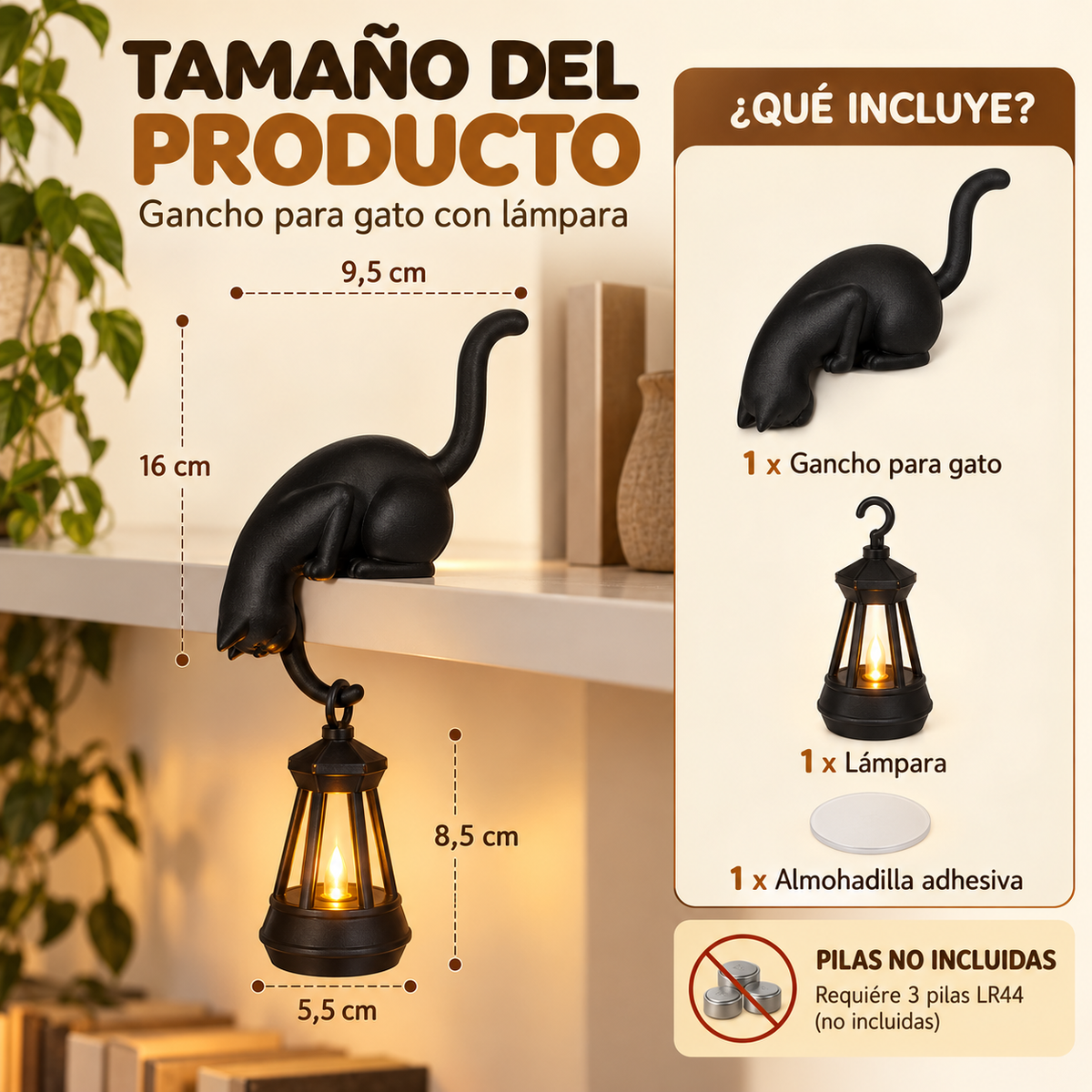 Gato con farol que da vida a tu rincón