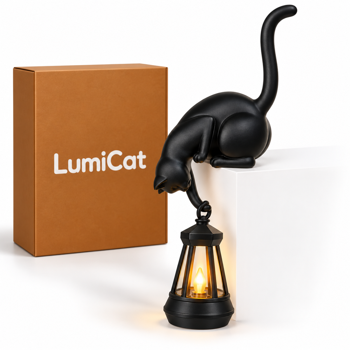 Gato con farol que da vida a tu rincón