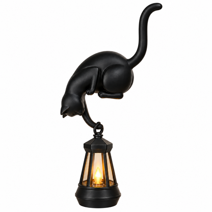 Gato con farol que da vida a tu rincón